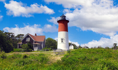 Fototapeta na wymiar Nauset Lighthouse at Eastham, Cape Cod