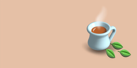 Turkish Tea in a Glass Cup 3d Illustration