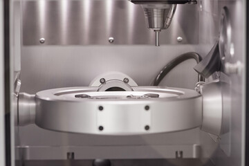 Cad cam milling machine in dental laboratory. Production of high esthetic dental crowns and...
