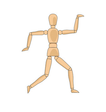 Wooden man model, manikin to draw human body anatomy egyptian pose. Mannequin control dummy figure vector simple illustration stock image	