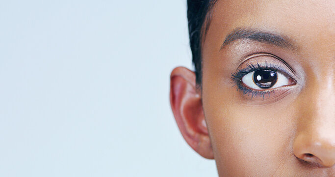 Were finally seeing eye to eye. Closeup beauty shot of a young womans eye.