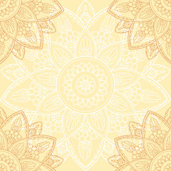 Oriental beige mandala square tile template