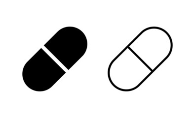 Pills icon vector. capsule icon. Drug sign and symbol