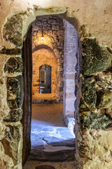 Medieval Swiss chateau interior doorways