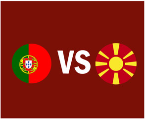 Portugal And Macedonia Flags Emblem European football Vector Design European Countries Football Teams Illustration