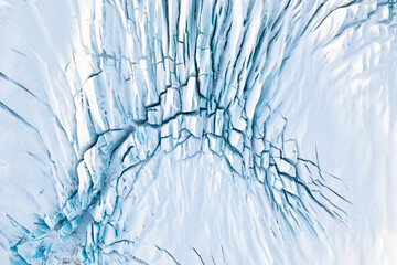 Climate change matters. Iceland. Destruction of the glacier in Iceland due to global warming. Aerial view on the glacier. Famous place in Iceland. © biletskiyevgeniy