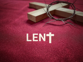 Lent Season,Holy Week and Good Friday concepts - word lent in red vintage background. Stock photo.
