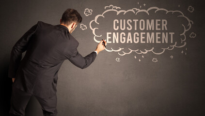 businessman drawing a cloud with inscription