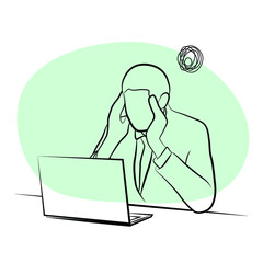 Annoying Work. Tired businessman at work.