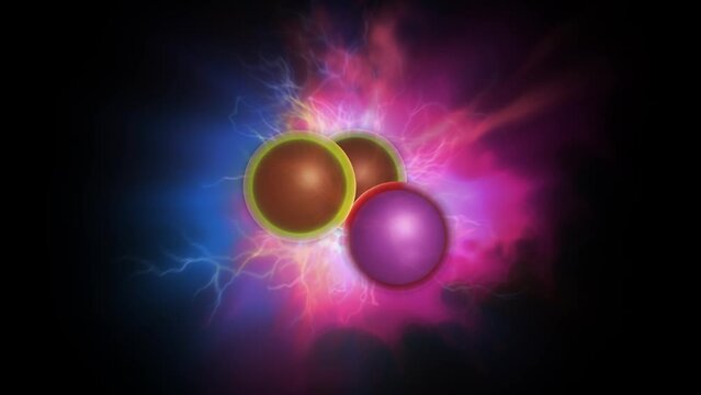 Helium-3  energy on colorful  flaming fire background . Mining heliim-3 on lunar surface. 3He energy . Space exploration and  mining. Safe clean fusion energy . 3d animation render