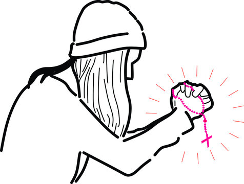 recommend clip art: illustration vector graphic of cute prayer line art
                    perfect for religious simple design, religious gift cover, and kind of religious design