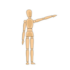 Wooden man model, manikin to draw human body anatomy pose, showing direction. Mannequin control dummy figure vector simple illustration stock image	
