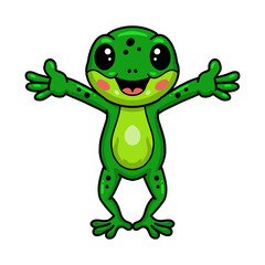 Cute little frog cartoon raising hands