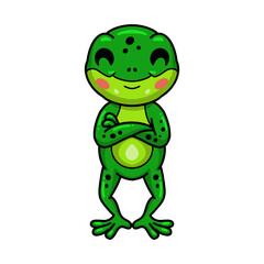 Cute little frog cartoon standing