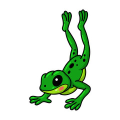 Naklejka premium Cute little frog cartoon character
