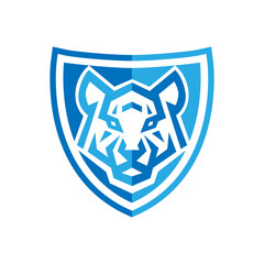 Tiger Head With Shield Logo Vector.