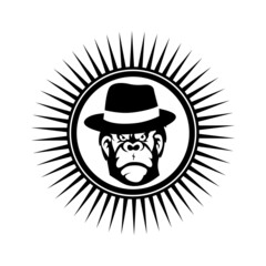Gorila Head With Hat Logo Design Template.