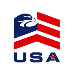 Eagle With American Flag Logo Vector.