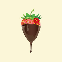 strawberry with chocolate vector illustration