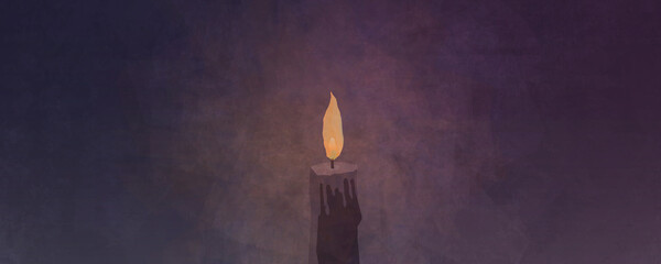 Burning candle, symbolic of Maundy Thursday, Service of Shadows, or Tenebrae. Symbolic of the Passion of the Christ