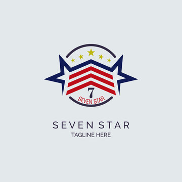 seven star logo template design for brand or company and other