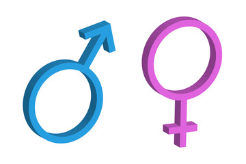 Male female gender sign in flat style. Love symbol. Vector illustration. stock image. 