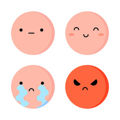 Doodle different cartoon emoticons. Love concept. Happy face. Sad face. Vector illustration. stock image. 