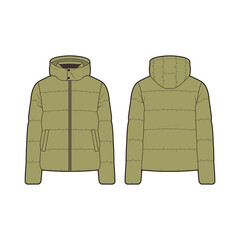 Men's  Down Jacket Flat Template / Illustrator CC