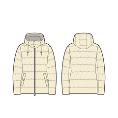 Women's Hooded Down Puffer Jacket Flat Template / Illustrator CC