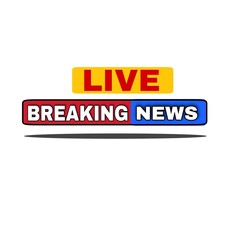 Live breaking news logo and symbol on white background