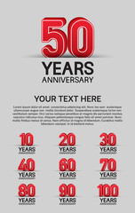 set anniversary logotype premium collection red color on white background