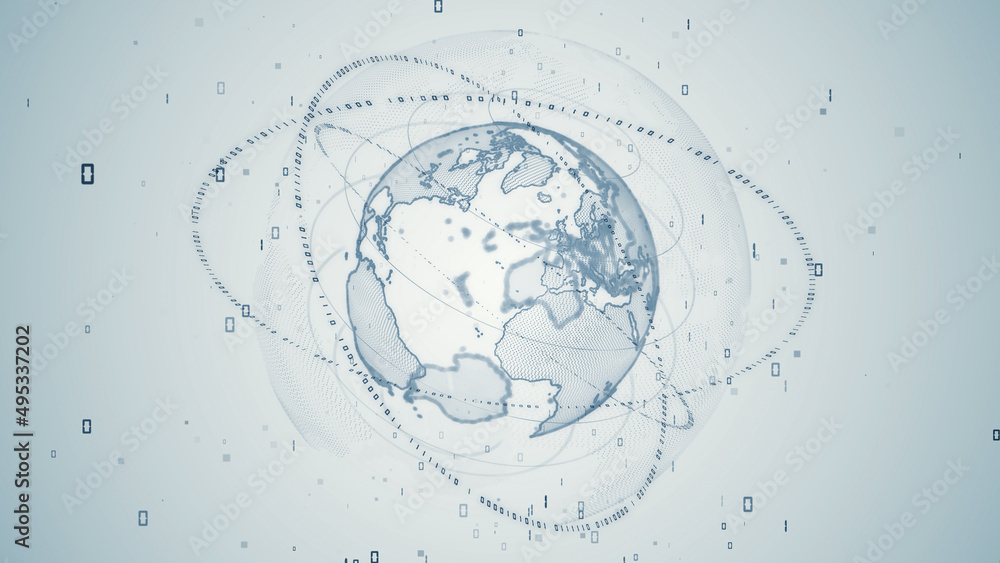 Poster Global communication network concept. Digital transformation.