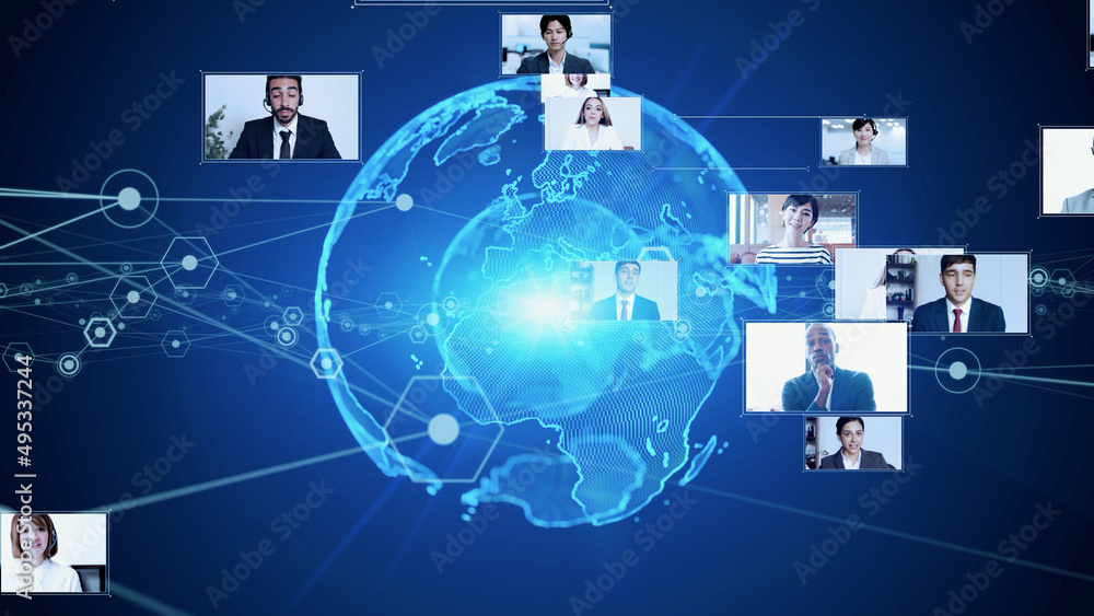Poster Global communication network concept. International coverage.  Video distribution.