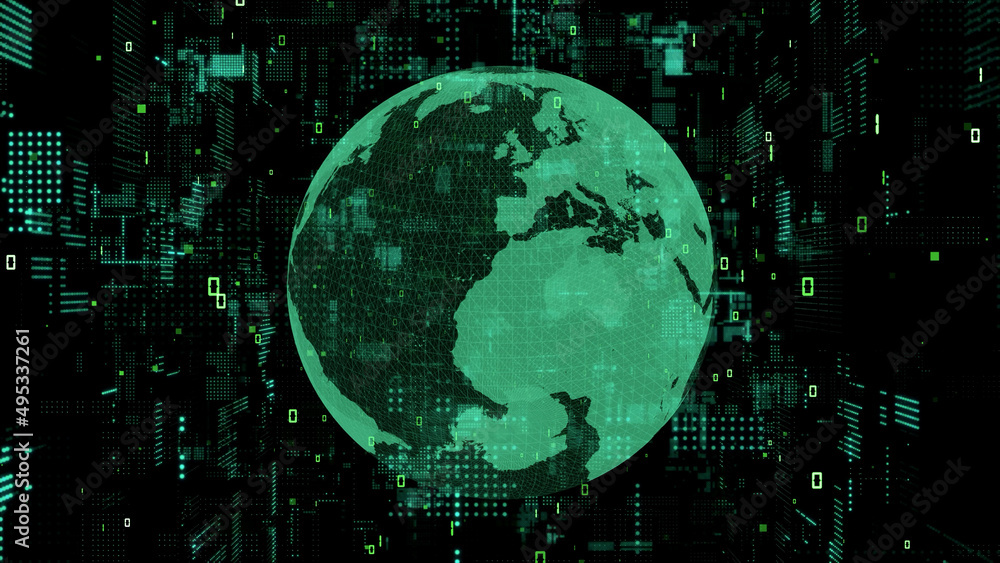 Aufkleber Global communication network concept. Electronic technology.