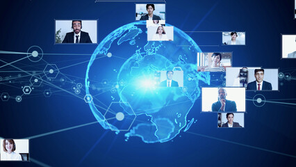 Global communication network concept. International coverage.  Video distribution.