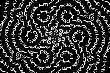 seamless Black and white caleidoscope gradient flower art pattern of indonesian traditional tenun batik ethnic dayak ornament for wallpaper ads background sticker or clothing
