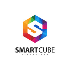 Letter S logo design, hexagon creative concept with colorful logo for technology2