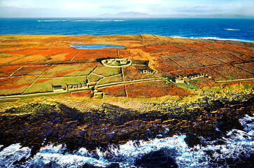 Inishmurray island, County Sligo, Ireland. Early Celtic Christian ring fort cashel monastic...