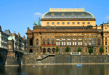 Fototapeta premium The National Theater in Europe, the state of the Czechia. Unesco. The biggest monument. The National Theater in Prague opened for the first time in 1881, resp. after a fire again in 1883. The building
