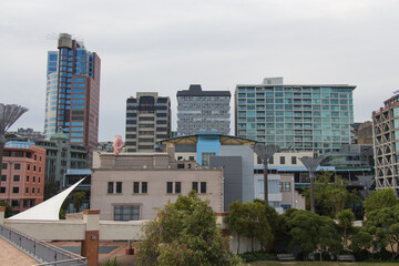 Fototapeta na wymiar Wellington skyscrapers at city center, New Zealand.