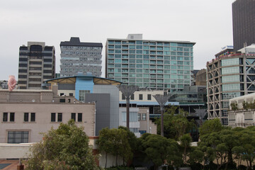 Naklejka premium Wellington skyscrapers at city center, New Zealand.