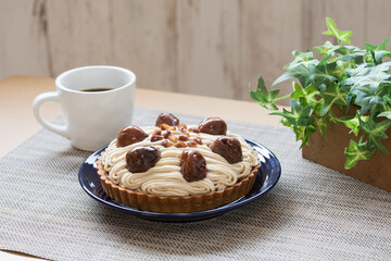 chestnut cake with coffee