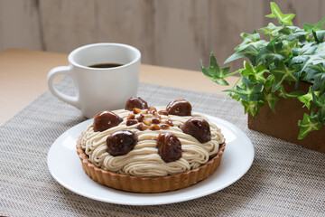 chestnut cake with coffee
