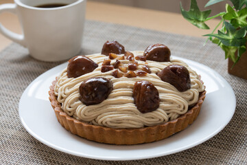 chestnut cake with coffee