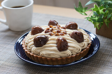 chestnut cake with coffee