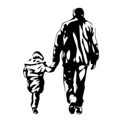 Fototapeta na wymiar father and daughter illustration sketch design icon logo vector