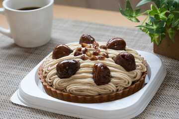 chestnut cake with coffee