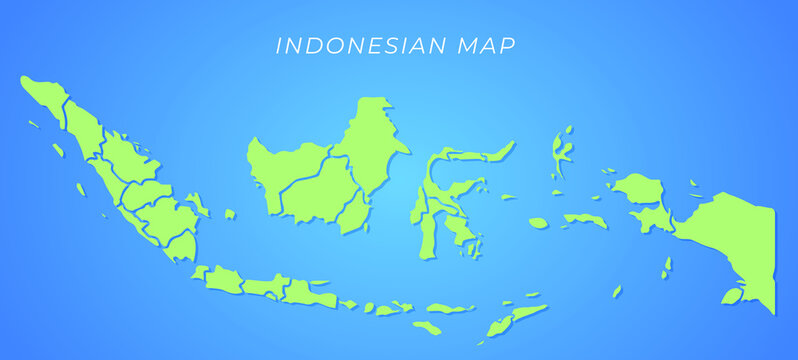 Illustration vector graphic of Indonesian Map with green land and blue ocean background. good for social media ads, businnes, banner, and many more