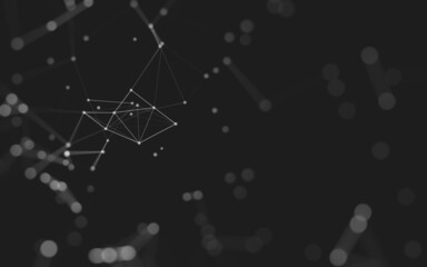Abstract background. Molecules technology with polygonal shapes, connecting dots and lines. Connection structure. Big data visualization.