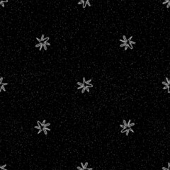 Hand Drawn Snowflakes Christmas Seamless Pattern. Subtle Flying Snow Flakes on chalk snowflakes Background. Authentic chalk handdrawn snow overlay. Incredible holiday season decoration.